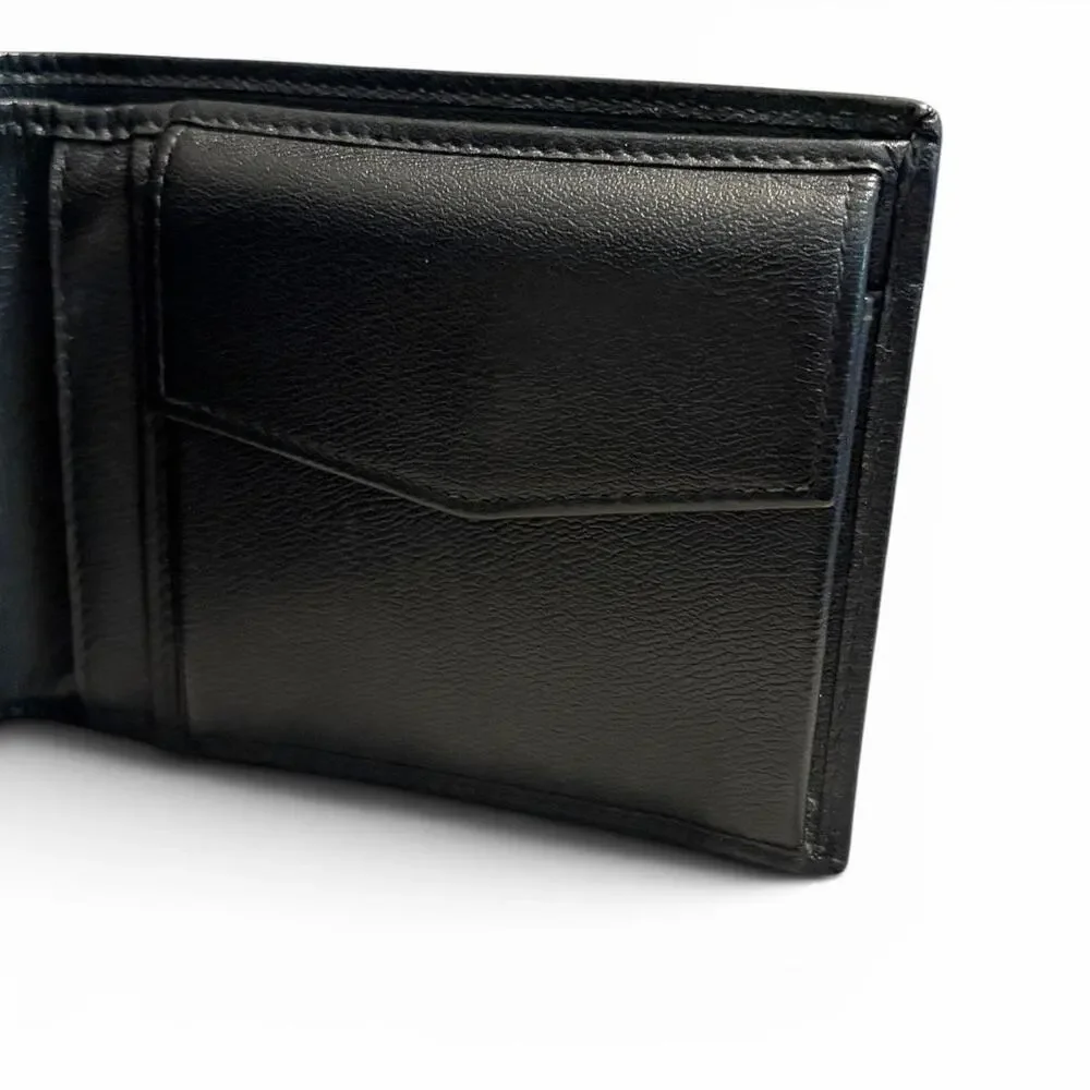 Dolce & Gabbana Black Lizard Embossed Leather Bifold Wallet Silver D&G Logo